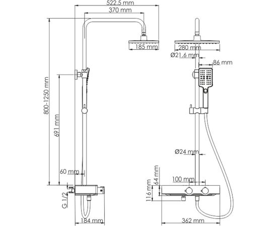 Душевой комплект с термостатическим смесителем WasserKRAFT Thermo A11301 – изображение 10