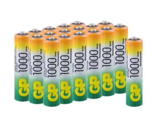 Аккумуляторные мизинчиковые батарейки ААА GP hr03 1000 mah/мач ni-mh 18 шт в упаковке 100AAAHC-B18 – изображение 3