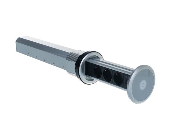 Автоматический блок розеток Mebax LK 3 секции Серебро d90,5мм 2 USB, 00-00001183 – изображение 3