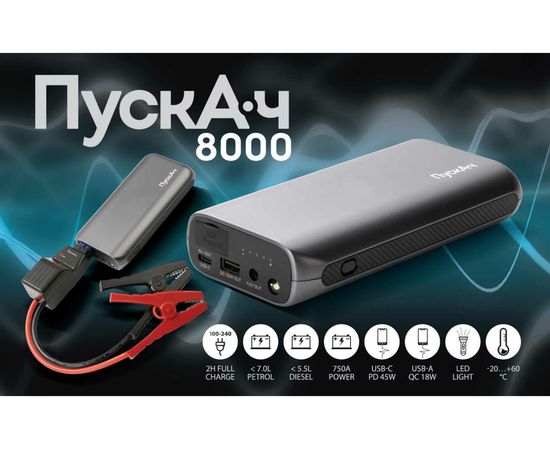 Пусковое многофункциональное зарядное устройство ПускАч JS 8000 – изображение 4
