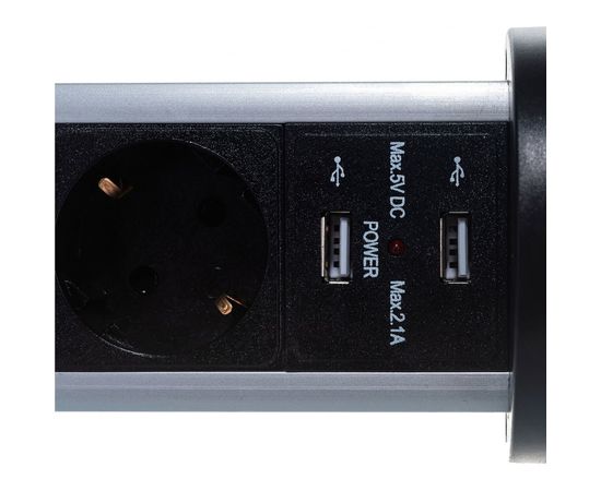 Автоматический блок розеток Mebax LK 3 секции Серебро d90,5мм 2 USB, 00-00001183 – изображение 7