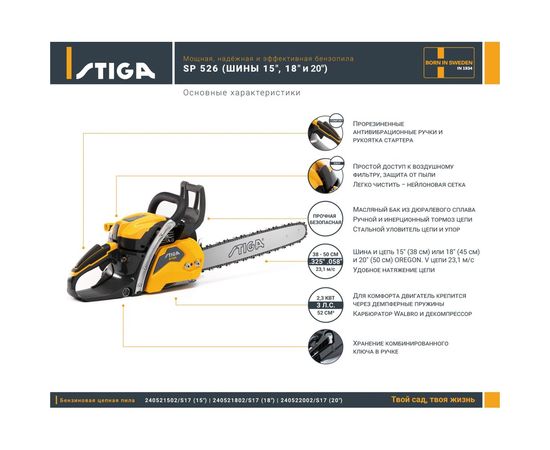 Бензопила Stiga SP 526 18" 240521802/S17 – изображение 4