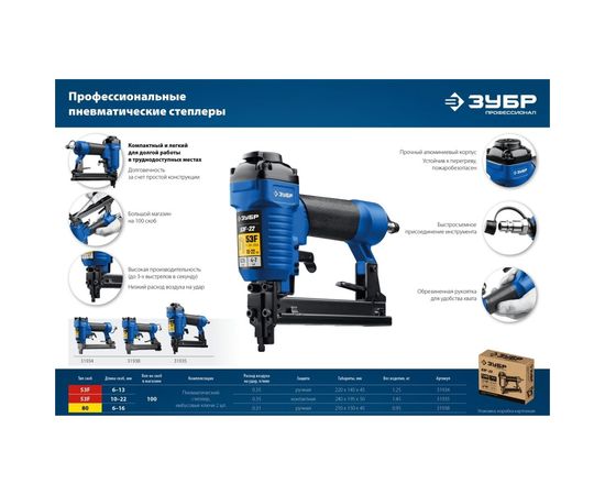 Пневматический степлер для скоб ЗУБР 53F-13 31934 – изображение 2