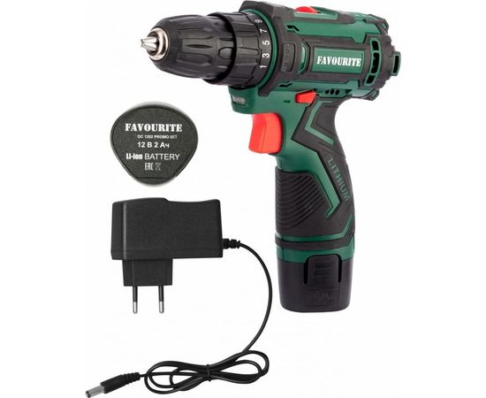 Аккумуляторная дрель-шуруповерт FAVOURITE + набор оснастки DC 1202 PROMO SET – изображение 2