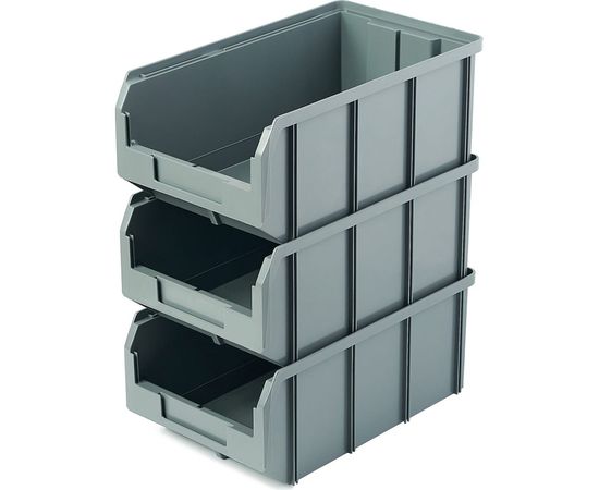 Пластиковый ящик СТЕЛЛА-ТЕХНИК комплект 3 штуки V-3-К3-серый – изображение 2