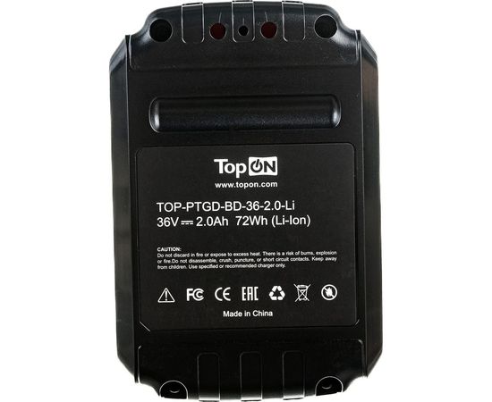 Аккумулятор для электроинструмента Black&Decker (Li-Ion, 36В, 2Ач) TopON PN: BL20362 TOP-PTGD-BD-36-2.0-Li – изображение 2