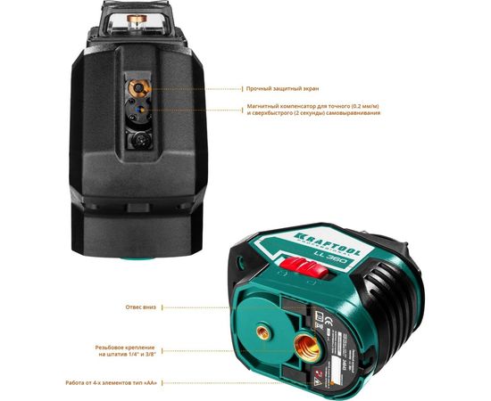 Лазерный нивелир KRAFTOOL LL360-4 34645-4 – изображение 4
