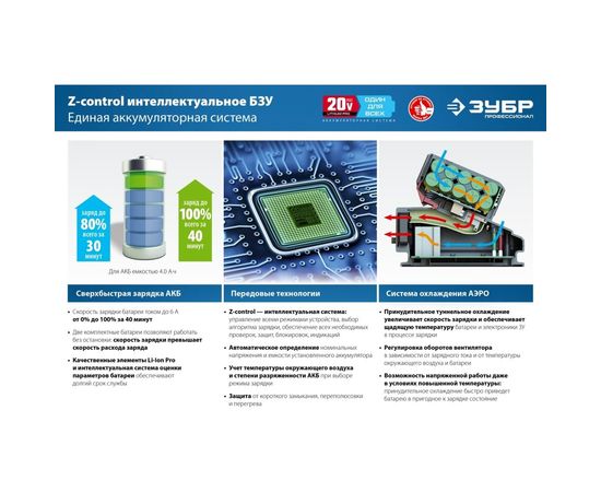 Аккумуляторная батарея ЗУБР Профессионал 20В, Li-Ion, 2Ач, тип T7 ST7-20-2 – изображение 3