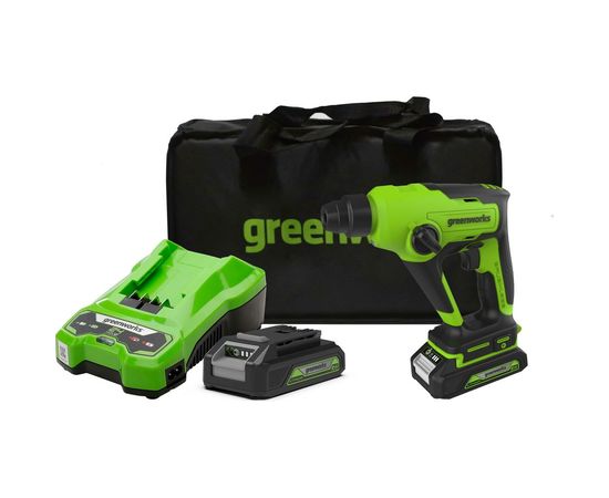 Аккумуляторный бесщеточный перфоратор GreenWorks GD24SDS1K2 3803107UA – изображение 2