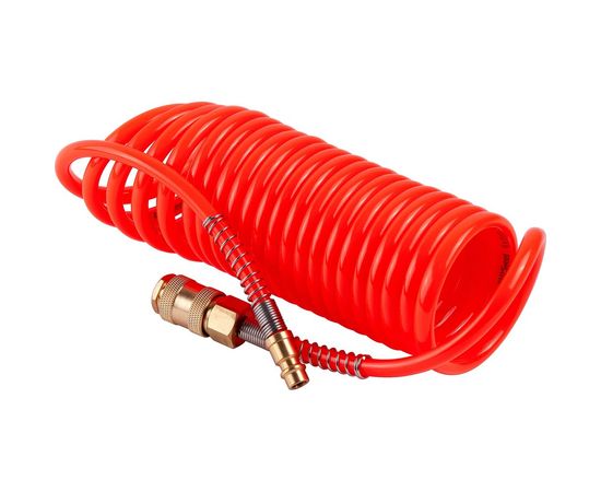 Шланг пневматический спиральный PU 6x8 мм, с быстросъемными фитингами, 5 м AV Steel AV-700005 – изображение 2