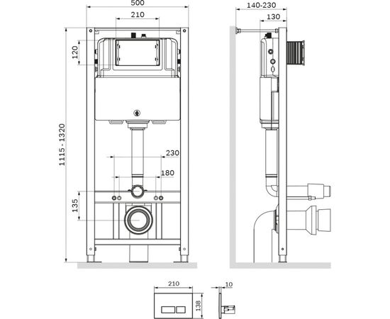 Инсталляция для подвесного унитаза AM.PM Pro с пневматической клавишей Pro S I012704.7001 – изображение 2