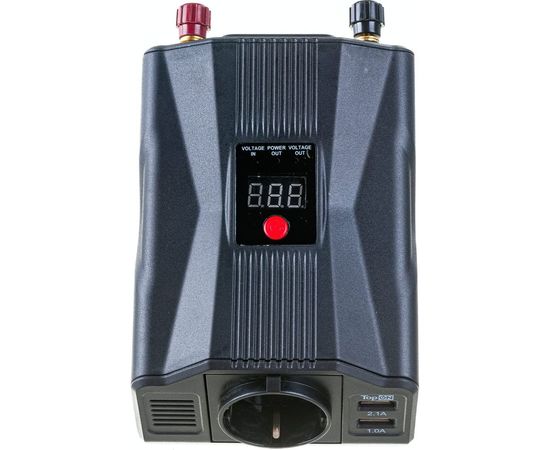 Автомобильный инвертор TopOn 200 Вт, 1 розетка, 2 USB, LCD экран, пиковая мощность 400 Вт, черный TOP-PI201 – изображение 2