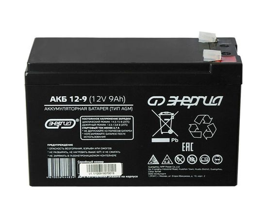 Аккумулятор АКБ 12-9 Энергия Е0201-0043 – изображение 3