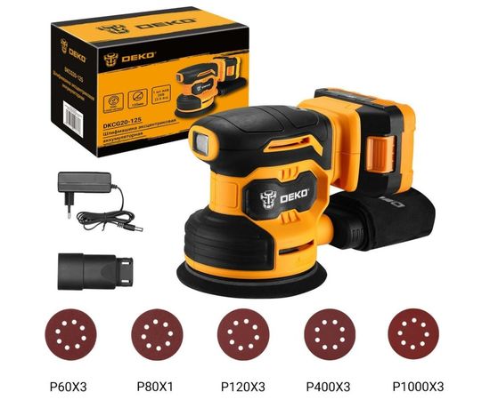 Эксцентриковая аккумуляторная шлифмашина DEKO DKCG20-125, 20В, 1х2.0Ач 063-4022 – изображение 4
