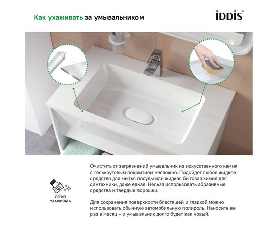 Подвесная тумба с умывальником IDDIS Esper с ящиком, белая 60 см ESP60W0i95K – изображение 6