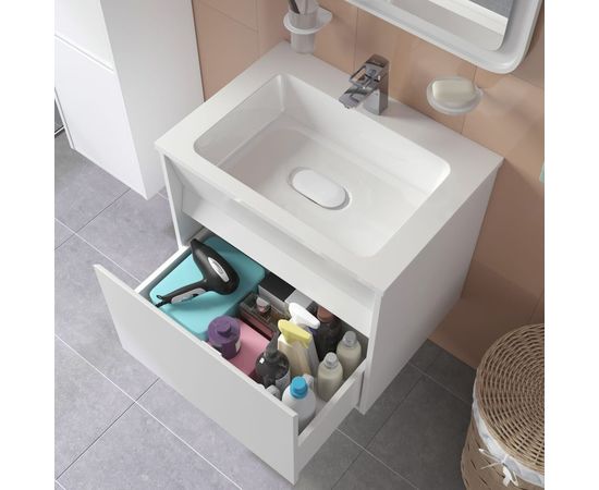 Подвесная тумба с умывальником IDDIS Esper с ящиком, белая 60 см ESP60W0i95K – изображение 8