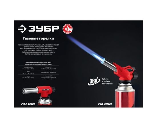Газовая горелка ЗУБР ГМ-350 с пъезоподжигом 55553 – изображение 8