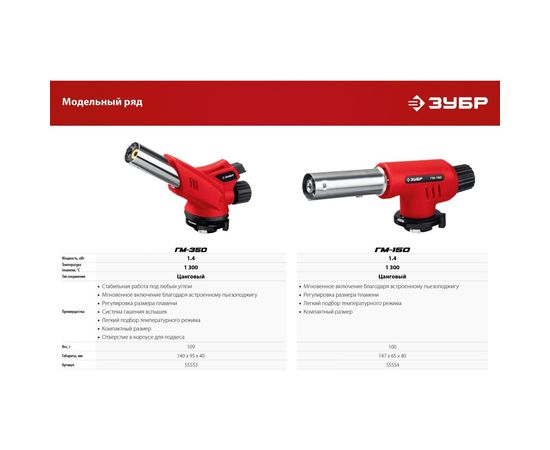 Газовая горелка ЗУБР ГМ-350 с пъезоподжигом 55553 – изображение 10