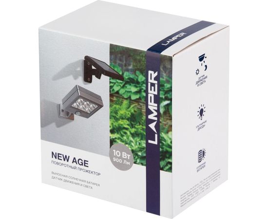 Поворотный прожектор Lamper LED 98x150x30 мм с солнечной панелью 2 м и аккумулятором, IP65 602-248 – изображение 2