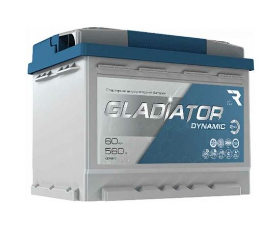 Аккумуляторная батарея Gladiator 60 А/ч, обратная полярность, тип вывода конус GDY6000 – изображение 2