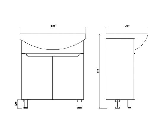 Комплект Sanstar: напольная тумба Bianco 75 без ящиков, мебельный умывальник Стиль 75 238.1-1.5.1.К – изображение 4
