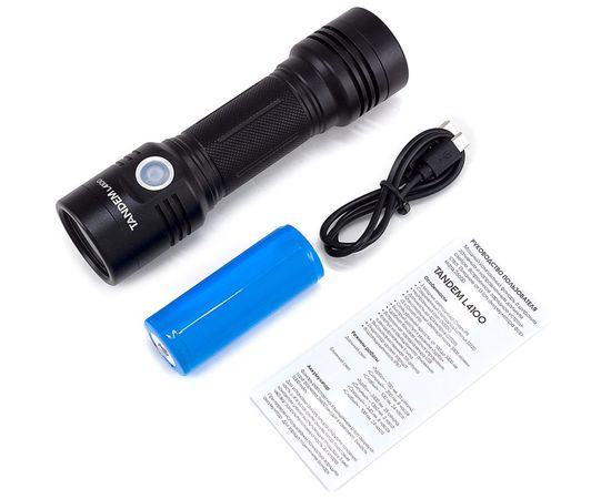 Фонарь ЯРКИЙ ЛУЧ L-4100 TANDEM 3xOsram P9 3400лм +SST20 700лм, 5000K,7 режимов, IPX7, аккумулятор 26650, встроенное ЗУ 4606400106456 – изображение 5