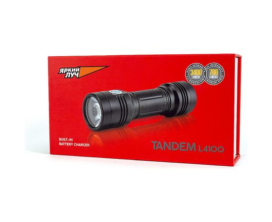 Фонарь ЯРКИЙ ЛУЧ L-4100 TANDEM 3xOsram P9 3400лм +SST20 700лм, 5000K,7 режимов, IPX7, аккумулятор 26650, встроенное ЗУ 4606400106456 – изображение 6