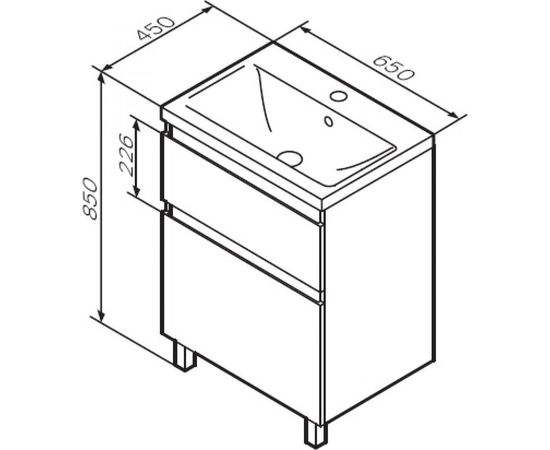 База под раковину AM.PM, X-Joy напольная, 65 см, 2 ящика, белый глянец M85AFSX0652WG – изображение 7