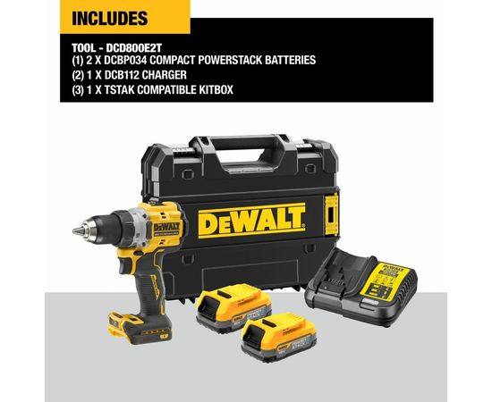 DEWALT 18 В XR бесщеточная дрель-шуруповерт, 2 скорости,2 АКБ XR Li-Ion DCD800E2T-QW – изображение 8