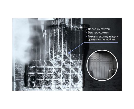 Литьевые коврики в салон автомобиля Rival для Skoda Rapid I, II лифтбек 2012-2020 2020-н.в./Volkswagen Polo VI лифтбек 2020-н.в., резина, с крепежом, 5 шт., 65102001 – изображение 13