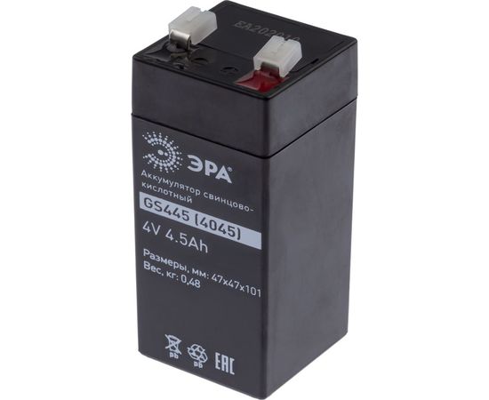 Аккумулятор свинцово-кислотный GS445 4V, 4.5Ah ЭРА Б0050077 – изображение 2