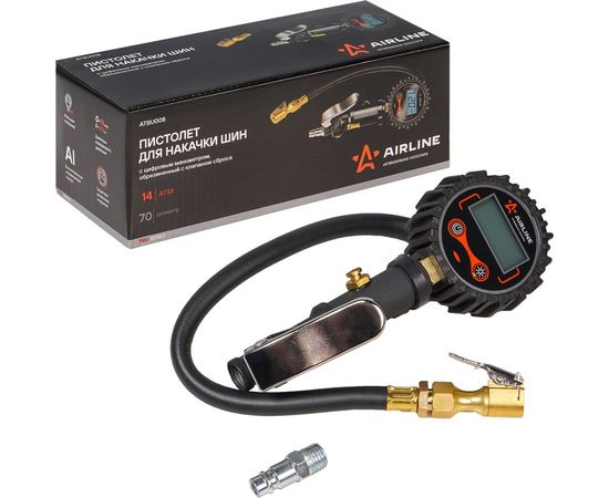 Пистолет для накачки шин с цифровым манометром Airline PRO 14BAR, с клапаном сброса ATBU008 – изображение 3