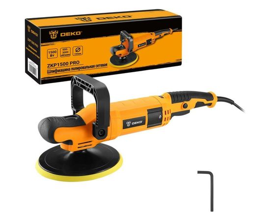 Сетевая полировальная шлифмашина DEKO ZKP1500 PRO, 180 мм, 1500 Вт, плавный пуск 063-4320 – изображение 3