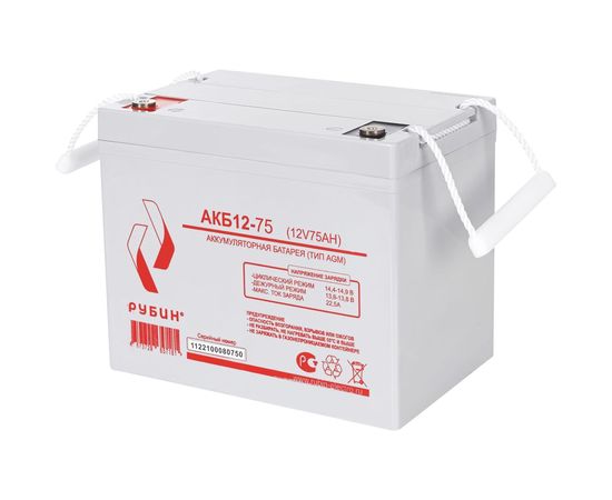 Аккумулятор АКБ 12-75 Рубин РЭ-АКБ1275 – изображение 6
