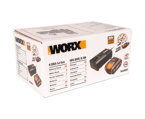 Комплект аккумулятор 4 Ач с зарядным устройством на 2А WORX WA3604 – изображение 6