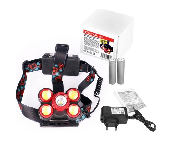 Налобный фонарь Ultraflash E160 (аккумулятор 3,7В, черный, 5LED, 5 Вт, фокус, 2 ак. 4 режима, бокс са) 14681 – изображение 6