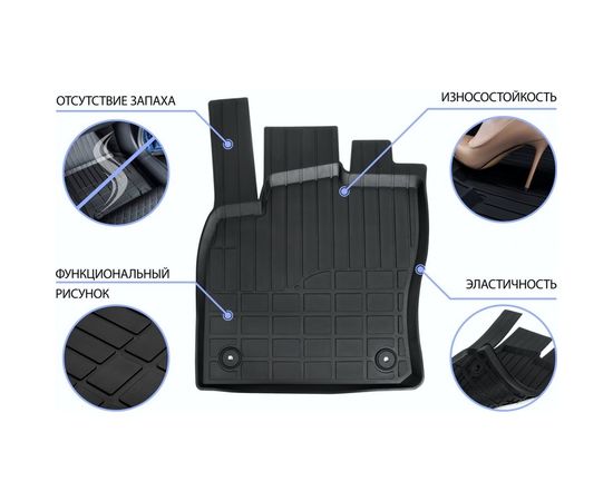 Литьевые коврики в салон автомобиля Rival для Skoda Rapid I, II лифтбек 2012-2020 2020-н.в./Volkswagen Polo VI лифтбек 2020-н.в., резина, с крепежом, 5 шт., 65102001 – изображение 8