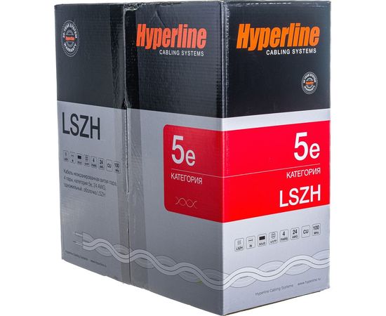 Кабель витая пара 305м Hyperline UUTP4-C5E-S24-IN-LSZH-OR 46858 – изображение 2