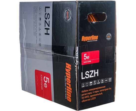 Кабель витая пара 305м Hyperline UUTP4-C5E-S24-IN-LSZH-OR 46858 – изображение 4