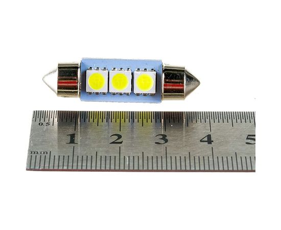 Автолампа диод SKYWAY T11*C5W* 12V 3 SMD Блистер с цоколем 1-конт Белая Cалон,номер S08201351 – изображение 5
