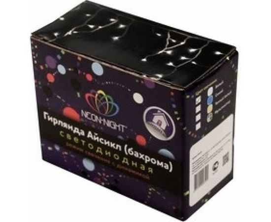 Гирлянда Neon-Night АЙСИКЛ бахрома, 1.8х0.5м, прозрачный ПВХ, 48 LED БЕЛЫЕ IP20 255-015 – изображение 5