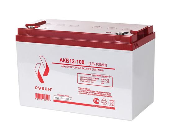 Аккумулятор АКБ 12-100 Рубин РЭ-АКБ12100 – изображение 7