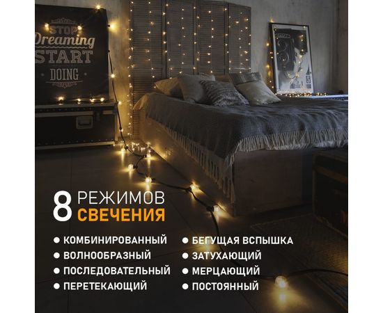 Гирлянда Neon-Night дождь (занавес) 1.5х1.5 м, прозрачный ПВХ, 144 LED тепло-белые IP20 235-036 – изображение 4