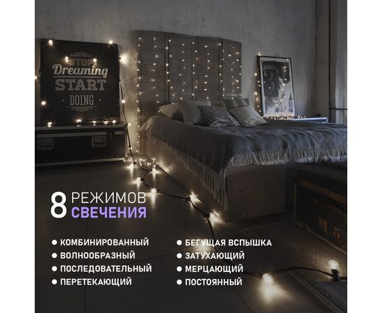 Гирлянда Neon-Night ДОЖДЬ занавес 1.5х1.5м, прозрачный ПВХ, 144 LED БЕЛЫЕ IP20 235-035 – изображение 4