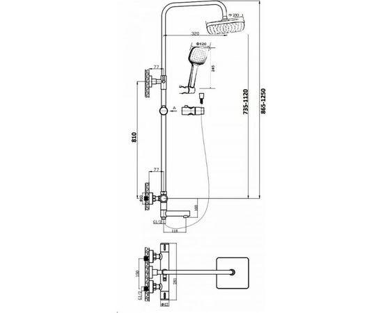 Душевая система Orange с термостатом черного цвета в комплекте T02S4-911b – изображение 4