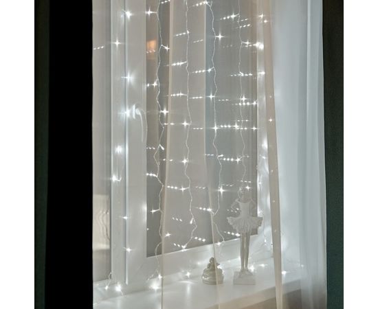 Гирлянда Neon-Night ДОЖДЬ занавес 1.5х1.5м, прозрачный ПВХ, 144 LED БЕЛЫЕ IP20 235-035 – изображение 5