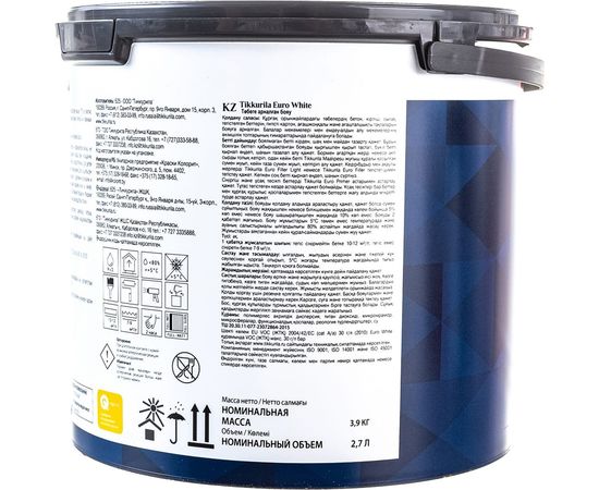 Краска TIKKURILA EURO WHITE безупречный потолок, для потолка, глубокоматовая, белая 2,7л 700009609 – изображение 6