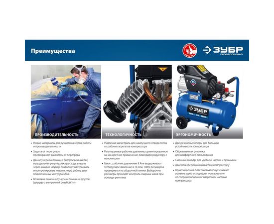 Воздушный компрессор 320 л/мин, 2200 Вт ЗУБР Профессионал КПМ-320-24 – изображение 6