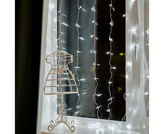 Гирлянда Neon-Night ДОЖДЬ занавес 1.5х1.5м, прозрачный ПВХ, 144 LED БЕЛЫЕ IP20 235-035 – изображение 7