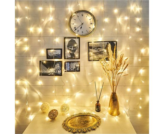 Гирлянда Neon-Night дождь (занавес) 1.5х1.5 м, прозрачный ПВХ, 144 LED тепло-белые IP20 235-036 – изображение 7